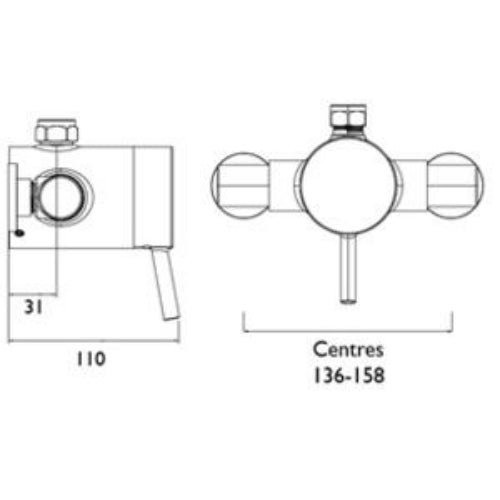 Bristan Prism Exposed Sequential Top Outlet Shower Valve Only - Chrome