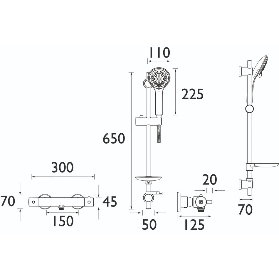 Bristan Prism Safe Touch Bar Shower Mixer With Adjustable Kit And Fast Fit Fixings - Chrome