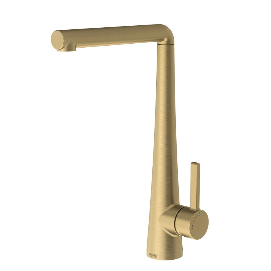 Bristan Pine Deck Mounted Easyfit Mono Kitchen Mixer Tap - Brushed Brass