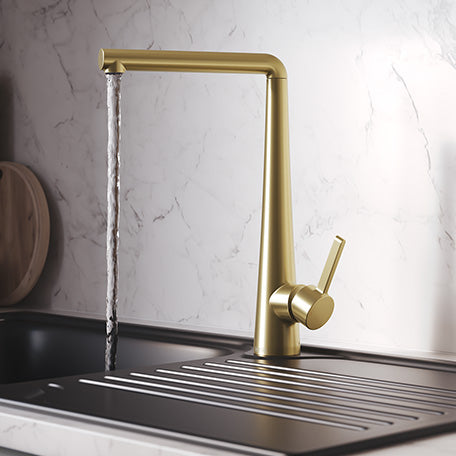 Bristan Pine Deck Mounted Easyfit Mono Kitchen Mixer Tap - Brushed Brass