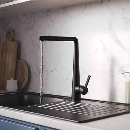 Bristan Pine Deck Mounted Easyfit Mono Kitchen Mixer Tap - Matt Black