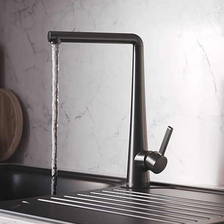 Bristan Pine Deck Mounted Easyfit Mono Kitchen Mixer Tap - Gun Metal
