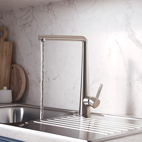 Bristan Pine Deck Mounted Easyfit Mono Kitchen Mixer Tap - Stainless Steel