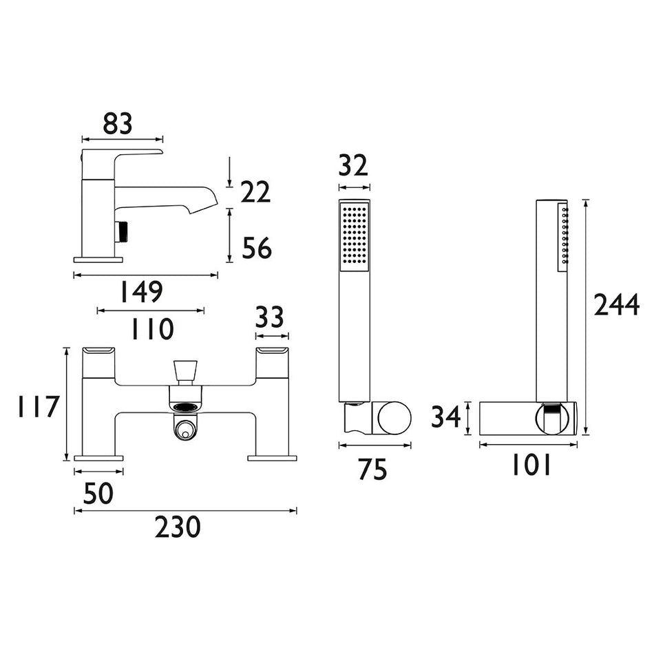 Bristan Polo Bath Shower Mixer Tap - Chrome
