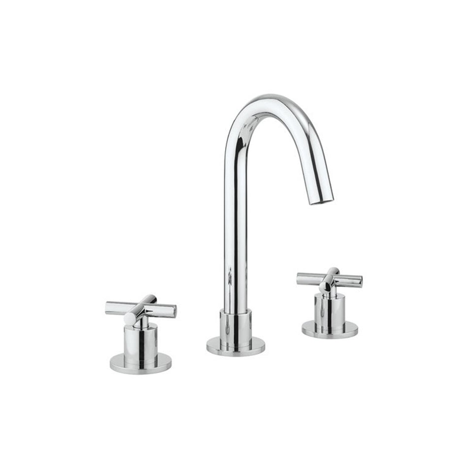 Crosswater Mpro Deck Mounted Crosshead 3 Hole Basin Mixer Tap - Chrome