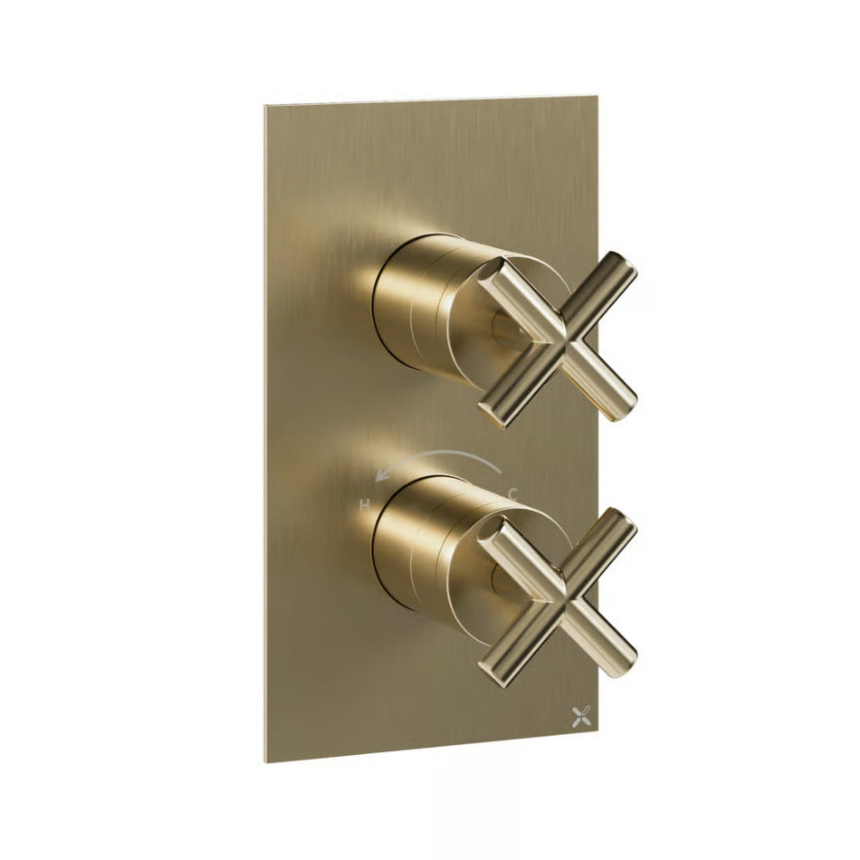 Crosswater Mpro 2 Outlet 2 Handle Thermostatic Concealed Shower Valve - Brushed Brass