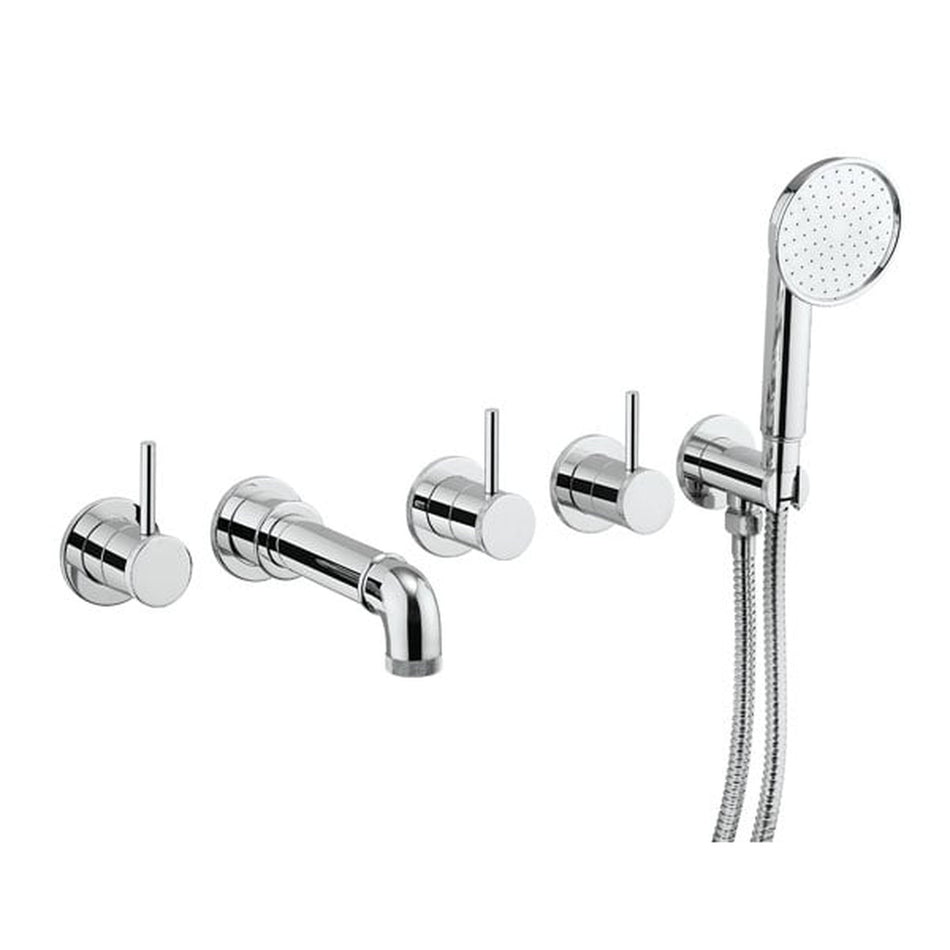 Crosswater Mpro Industrial 5 Tap Hole Bath Filler With Spout And Handset - Chrome