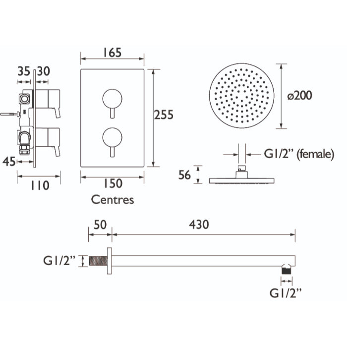 Bristan Prism Complete Recessed Dual Control Shower Pack - Chrome