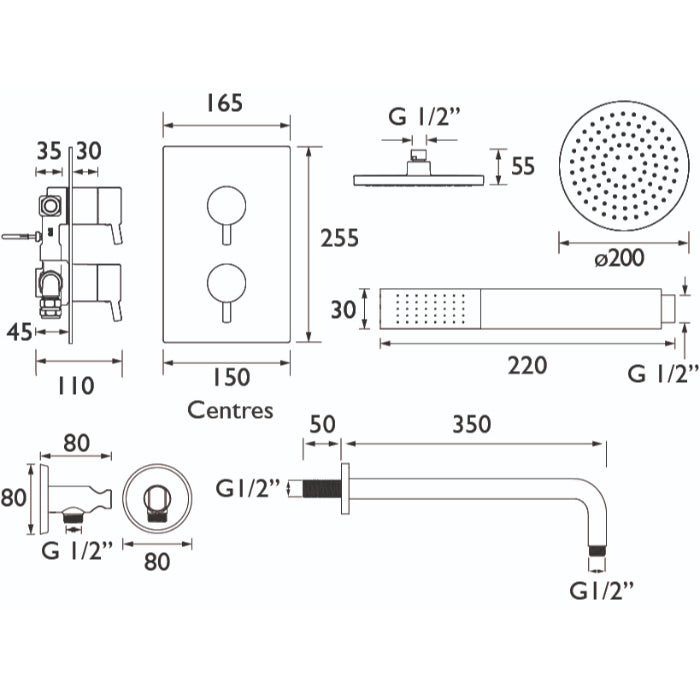 Bristan Prism Shower Pack With Fixed Head And Wall Outlet Handset - Chrome