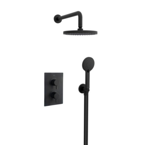 Bristan Prism 2 Outlet Concealed Shower Kit With Shower Fixed Head And Handset - Matt Black