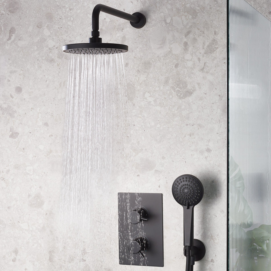 Bristan Prism 2 Outlet Concealed Shower Kit With Shower Fixed Head And Handset - Matt Black