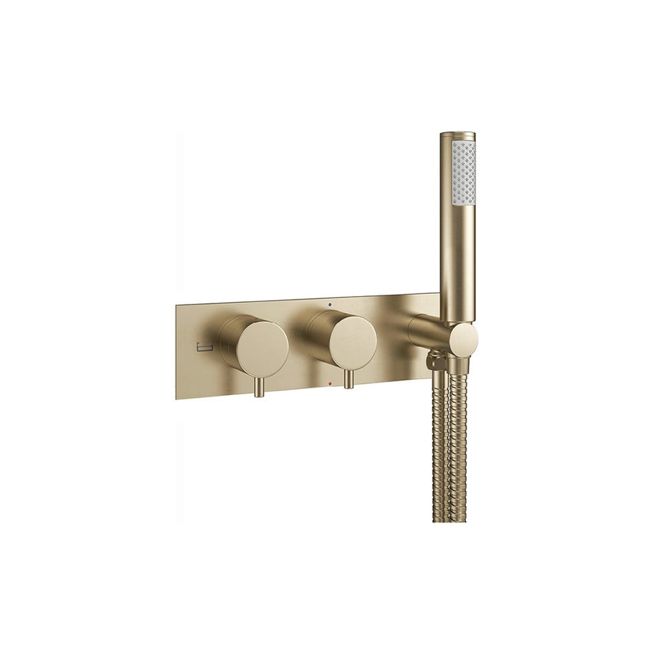 Crosswater Mpro 2 Handle Shower Trimset With Handset & Hose - Brushed Brass