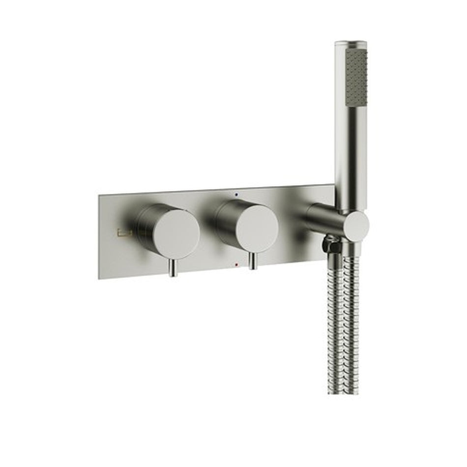 Crosswater Mpro 2 Handle Shower Trimset With Handset & Hose - Brushed Nickel