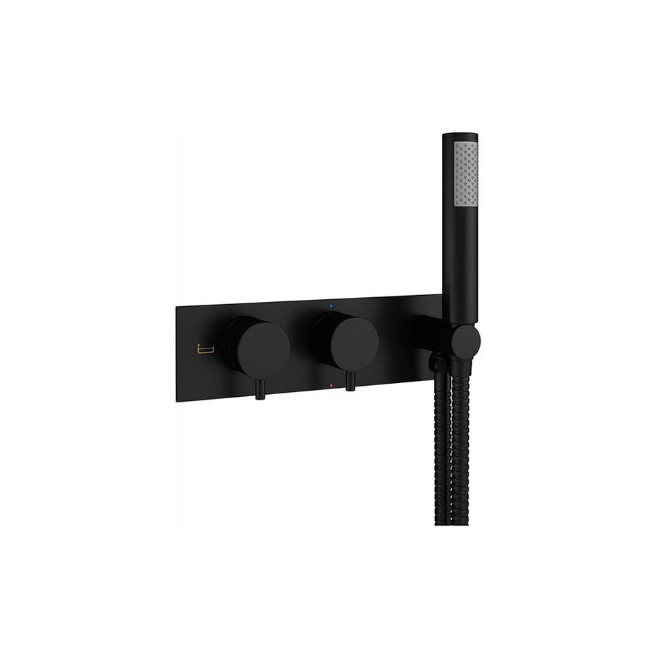 Crosswater Mpro 2 Outlet 2 Handle Thermostatic Concealed Shower Valve With Handset And Hose - Matt Black