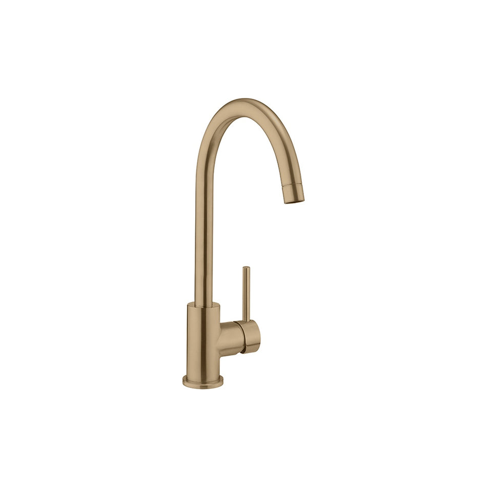 Crosswater Mpro Deck Mounted Side Lever Kitchen Mixer Tap - Brushed Brass