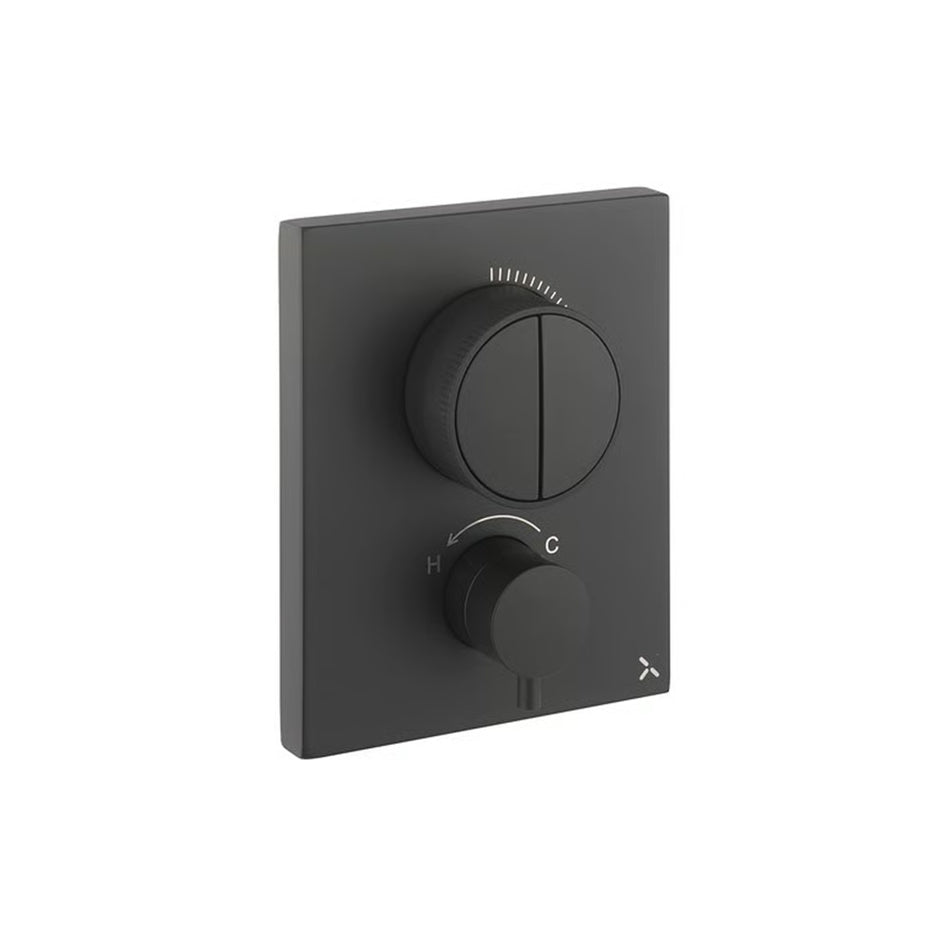 Crosswater Mpro 2 Outlet Thermostatic Push Button Concealed Shower Valve - Matt Black