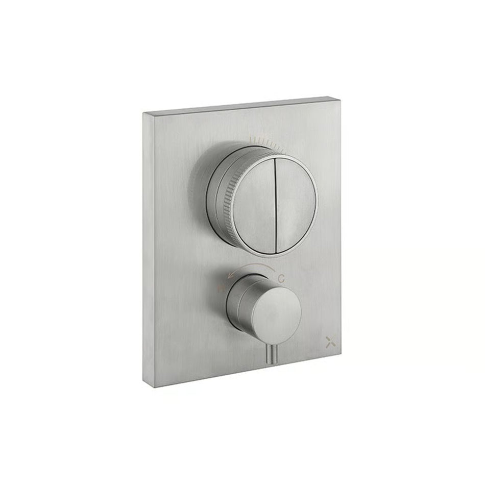 Crosswater Mpro 2 Outlet Thermostatic Push Button Concealed Shower Valve - Brushed Nickel