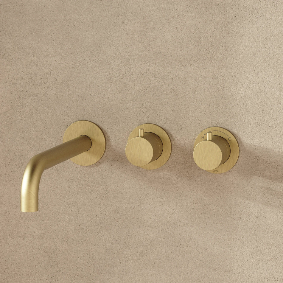 Crosswater Module Mpro 3 Outlet Thermostatic Concealed Shower Valve With Bath Spout - Brushed Brass