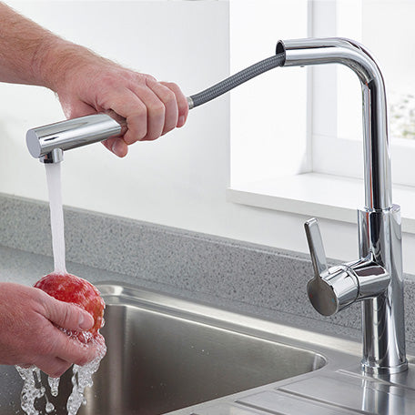 Bristan Profile Deck Mounted Kitchen Mixer Tap With Pull-out Hose - Chrome
