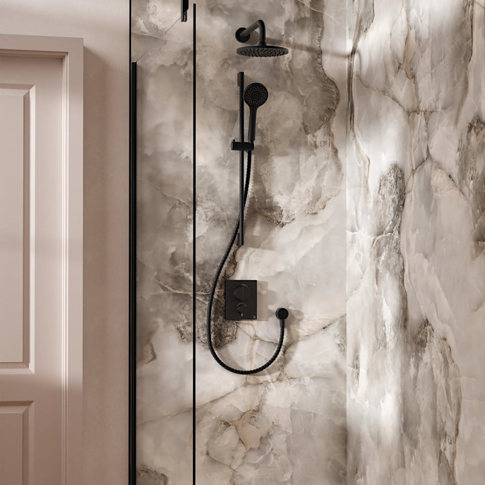 Crosswater Push 2 Outlet Concealed Shower Set 2 With Fixed 200mm Head & Handset - Matt Black