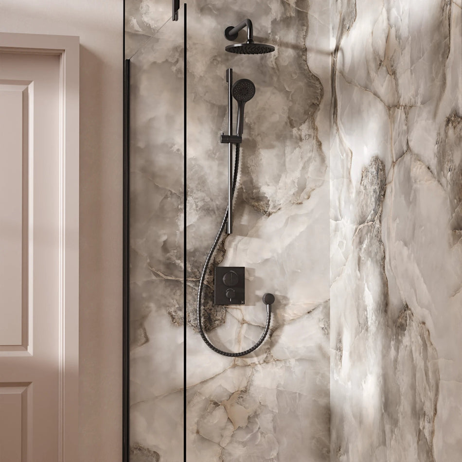 Crosswater Push 2 Outlet Concealed Shower Set 2 With Fixed 200mm Head & Handset - Slate