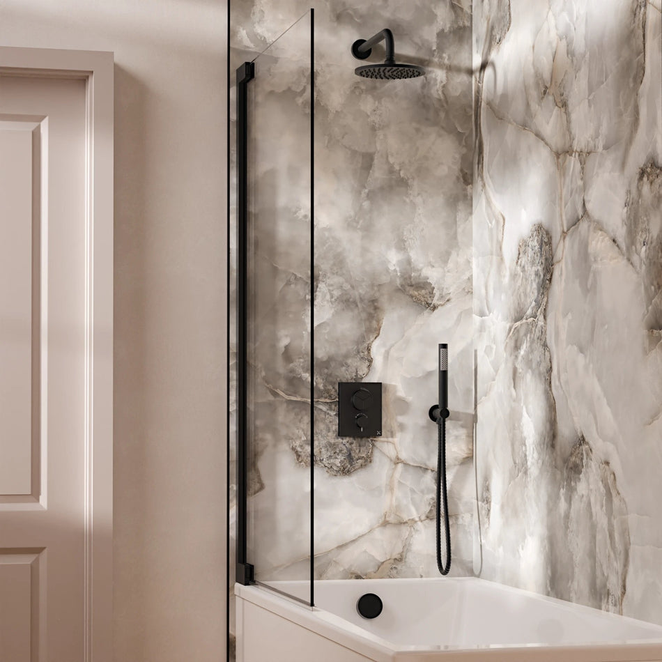 Crosswater Push 3 Outlet 200mm Head Concealed Shower Set 7 - Matt Black