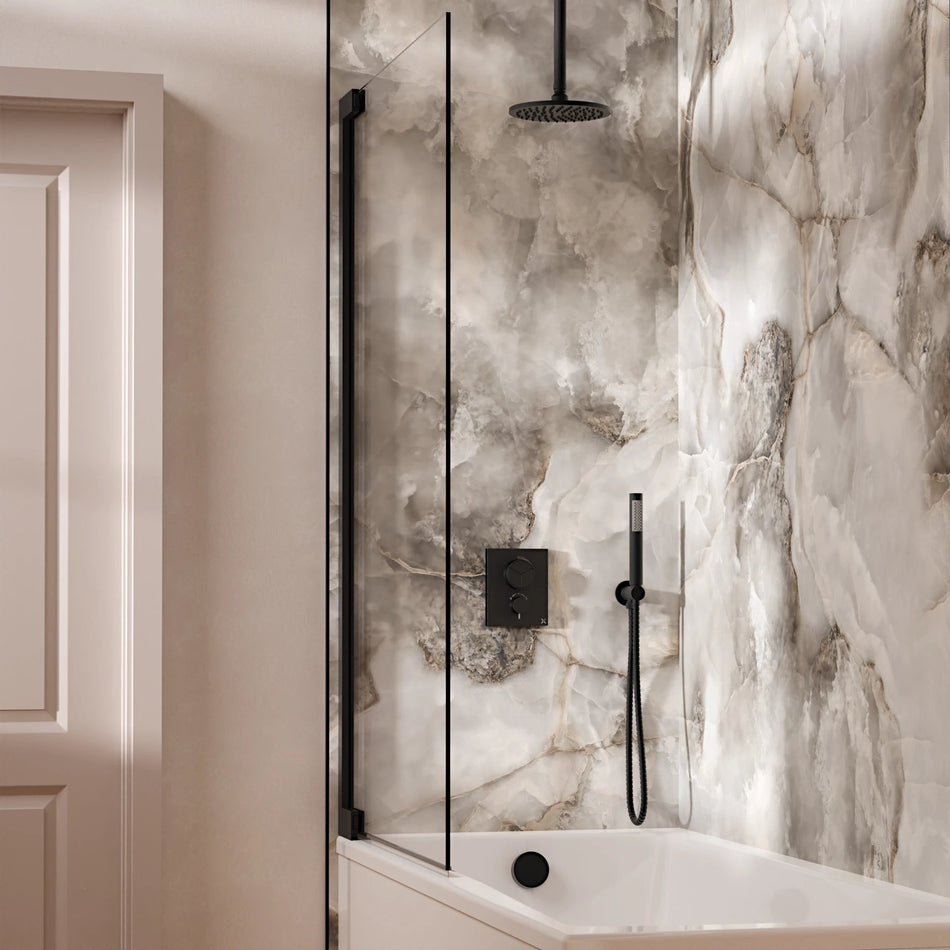 Crosswater Mpro Push 3 Outlet Thermostatic Concealed Shower Set 7 With 200mm Head and Ceiling Mounted Arm - Matt Black