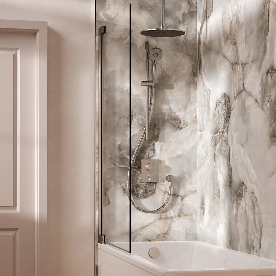 Crosswater Mpro Push 3 Outlet Thermostatic Concealed Shower Set 8 With 300mm Head and Ceiling Mounted Arm - Brushed Nickel