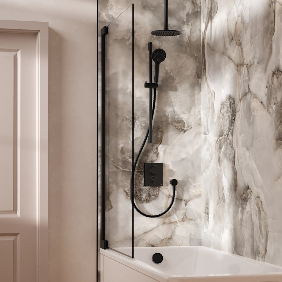 Crosswater Mpro Push 3 Outlet Thermostatic Concealed Shower Set 8 With 200mm Head and Ceiling Mounted Arm - Matt Black