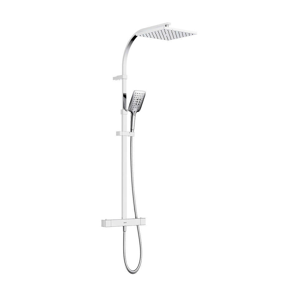 Bristan Quadrato Multi Function Thermostatic Bar Shower Valve With Rigid Riser -Touch Technology - Chrome