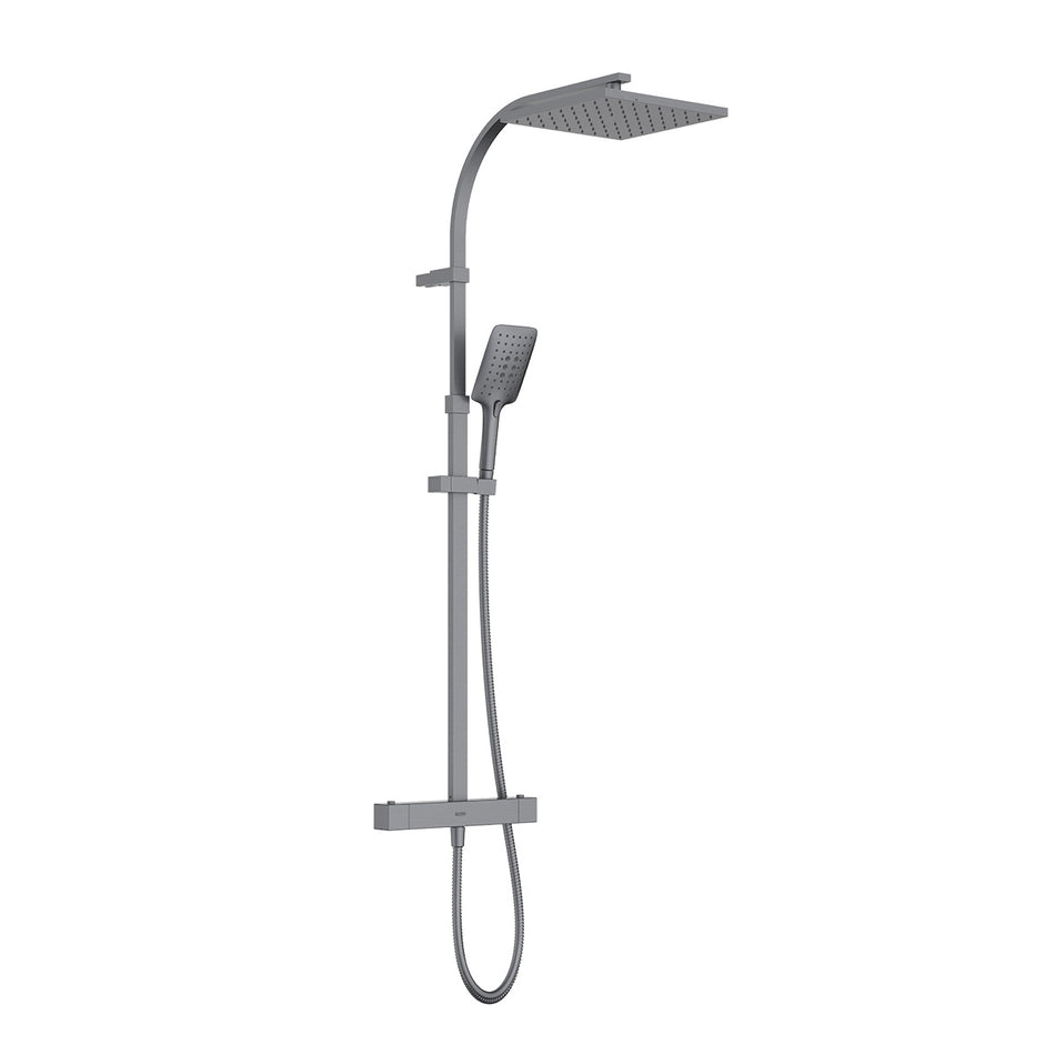 Bristan Quadrato Multi Function Thermostatic Bar Shower Valve With Rigid Riser -Touch Technology - Gun Metal