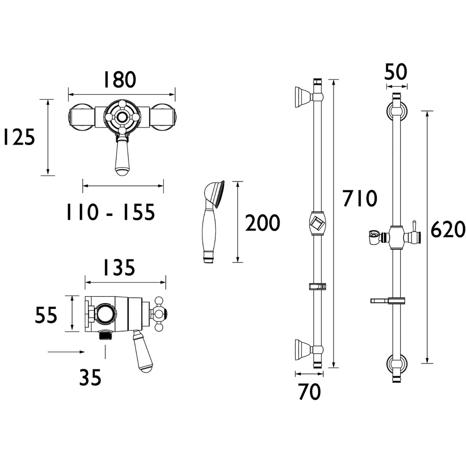 Bristan Regency Thermostatic Shower Valve With Adjustable Riser - Chrome