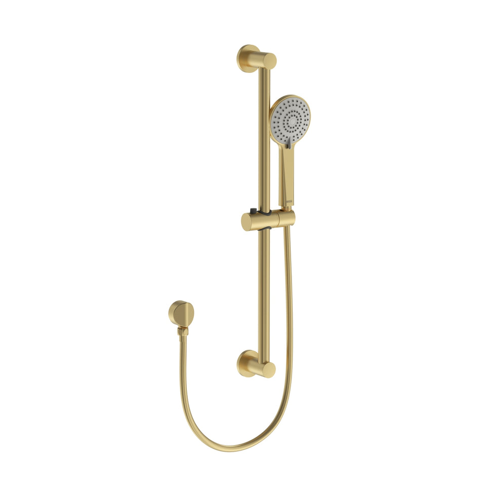 Bristan Round Riser Rail Shower Kit with Multi Function Handset - Brushed Brass