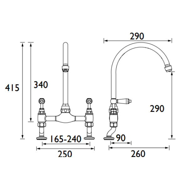 Bristan Renaissance Kitchen Mixer Tap - Brushed Nickel