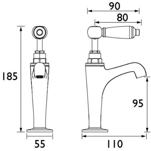Bristan Renaissance High Neck Kitchen Pillar Taps - Chrome