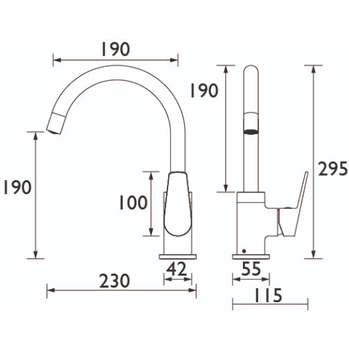 Bristan Raspberry Easyfit Monobloc Kitchen Mixer Tap - Chrome