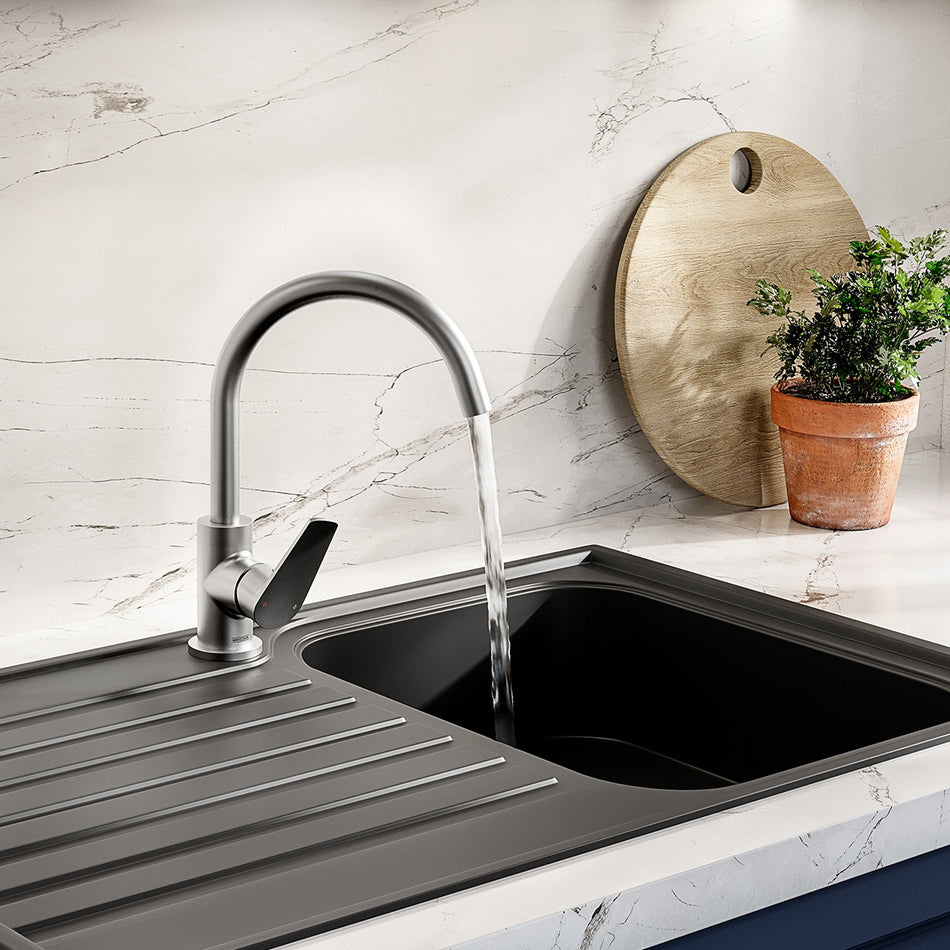 Bristan Raspberry EasyFit Mono Kitchen Mixer Tap - Stainless Steel