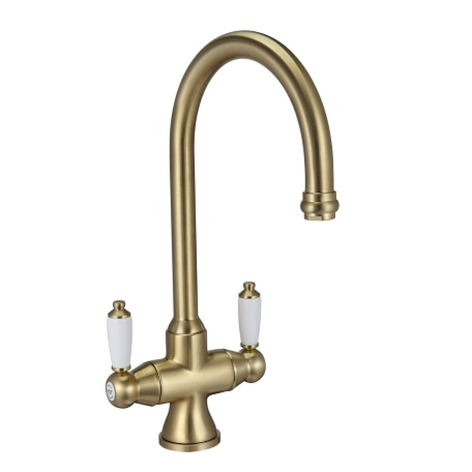 Bristan Renaissance EasyFit Dual Handle Mono Kitchen Mixer Tap - Brushed Brass