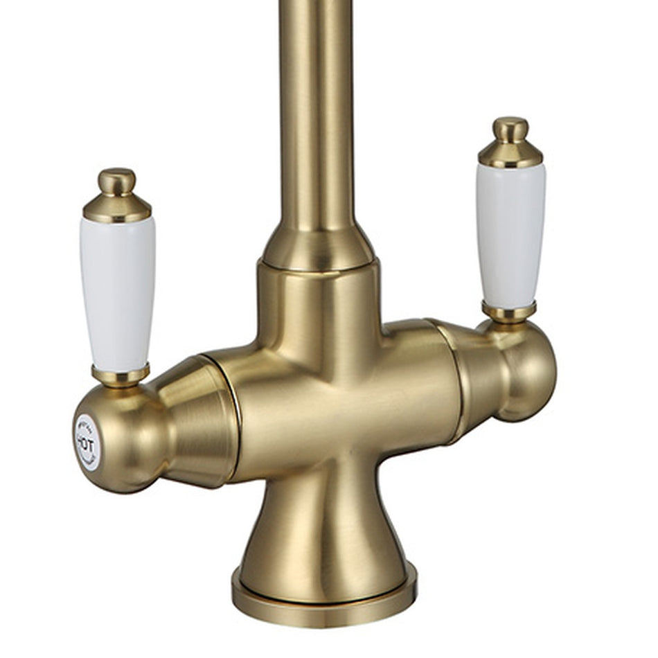 Bristan Renaissance EasyFit Dual Handle Mono Kitchen Mixer Tap - Brushed Brass