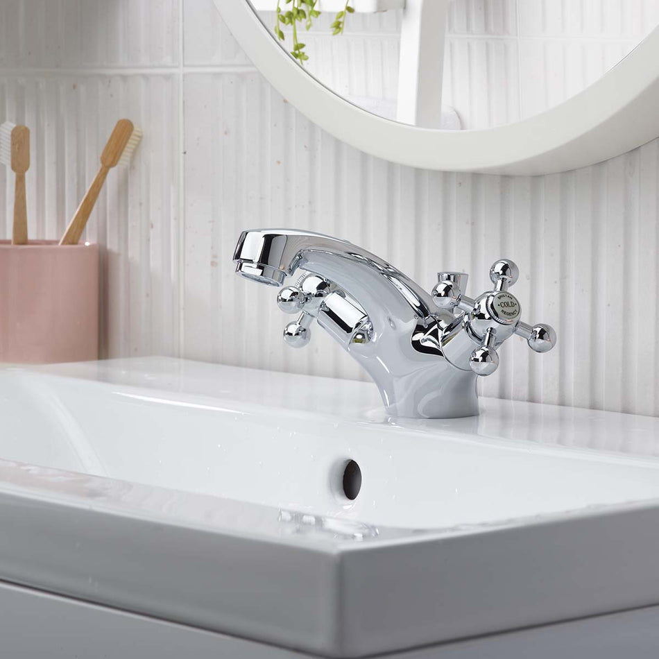 Bristan Regency Deck Mounted Mono Basin Mixer Taps With Pop Up Waste - Chrome