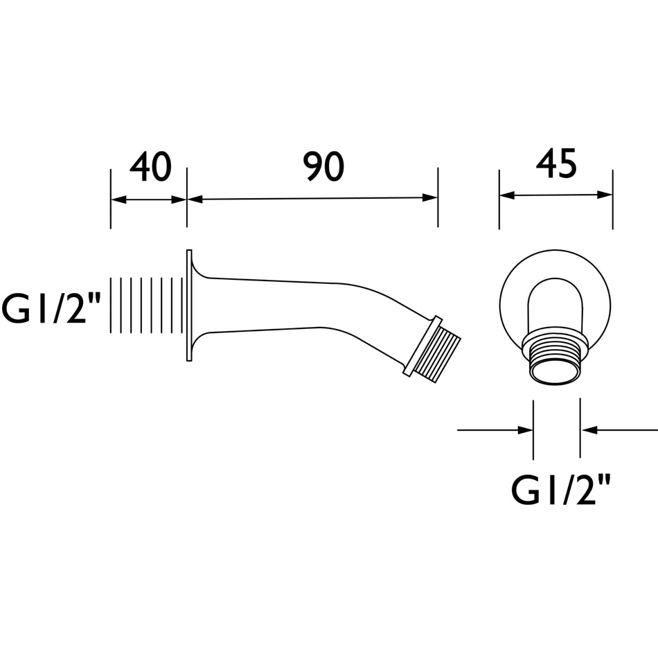 Bristan Concealed Shower Arm - Chrome