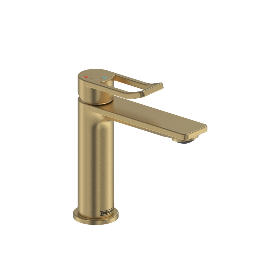 Bristan Saffron Eco Start Basin Mixer Tap With Clicker Waste - Brushed Brass