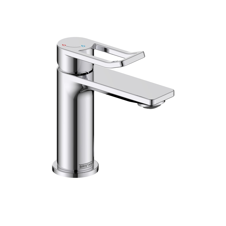 Bristan Saffron Eco Start Small Basin Mixer Tap With Clicker Waste - Chrome