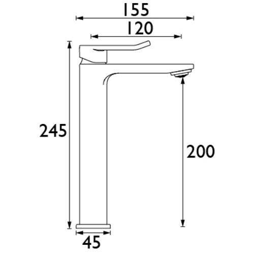 Bristan Saffron Eco Start Tall Basin Mixer Tap With Clicker Waste - Brushed Brass