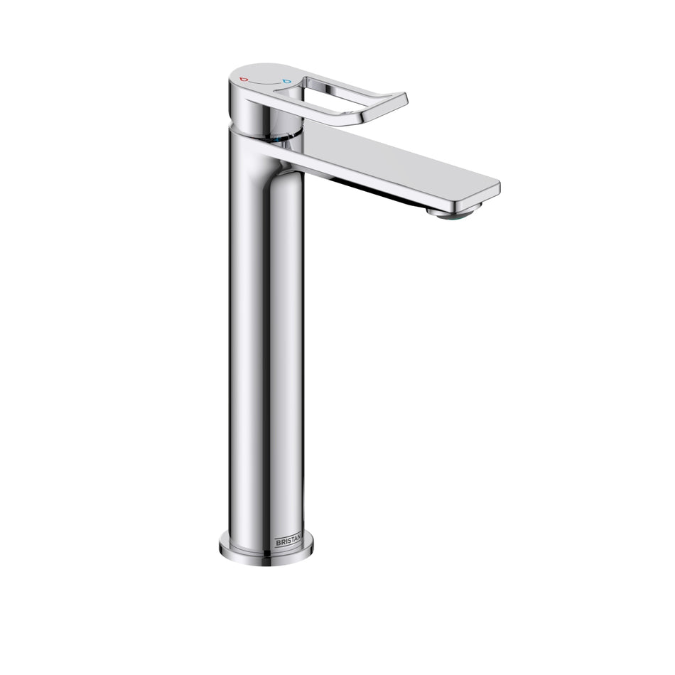 Bristan Saffron Eco Start Tall Basin Mixer Tap With Clicker Waste - Chrome