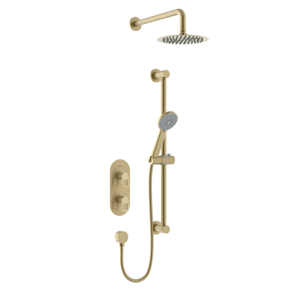 Bristan Saffron Concealed Dual Control Shower Pack - Brushed Brass