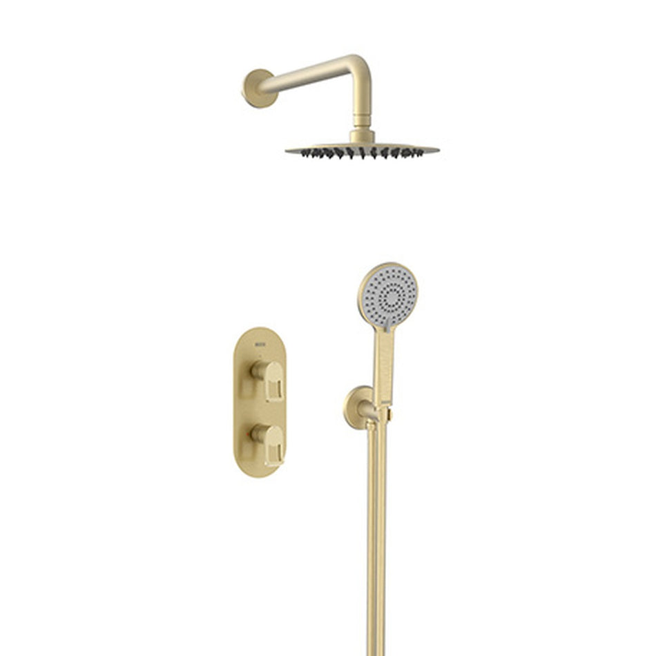 Bristan Saffron 2 Outlet Concealed Shower Mixer With Fixed Head and Handset - Brushed Brass