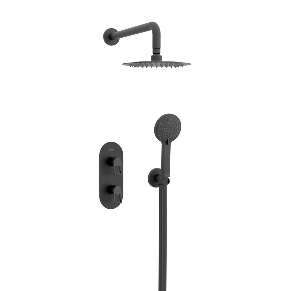 Bristan Saffron 2 Outlet Concealed Shower Mixer With Fixed Head and Handset - Black