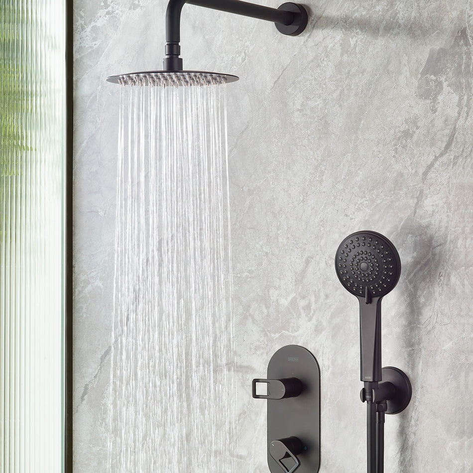Bristan Saffron 2 Outlet Concealed Shower Mixer With Fixed Head and Handset - Black