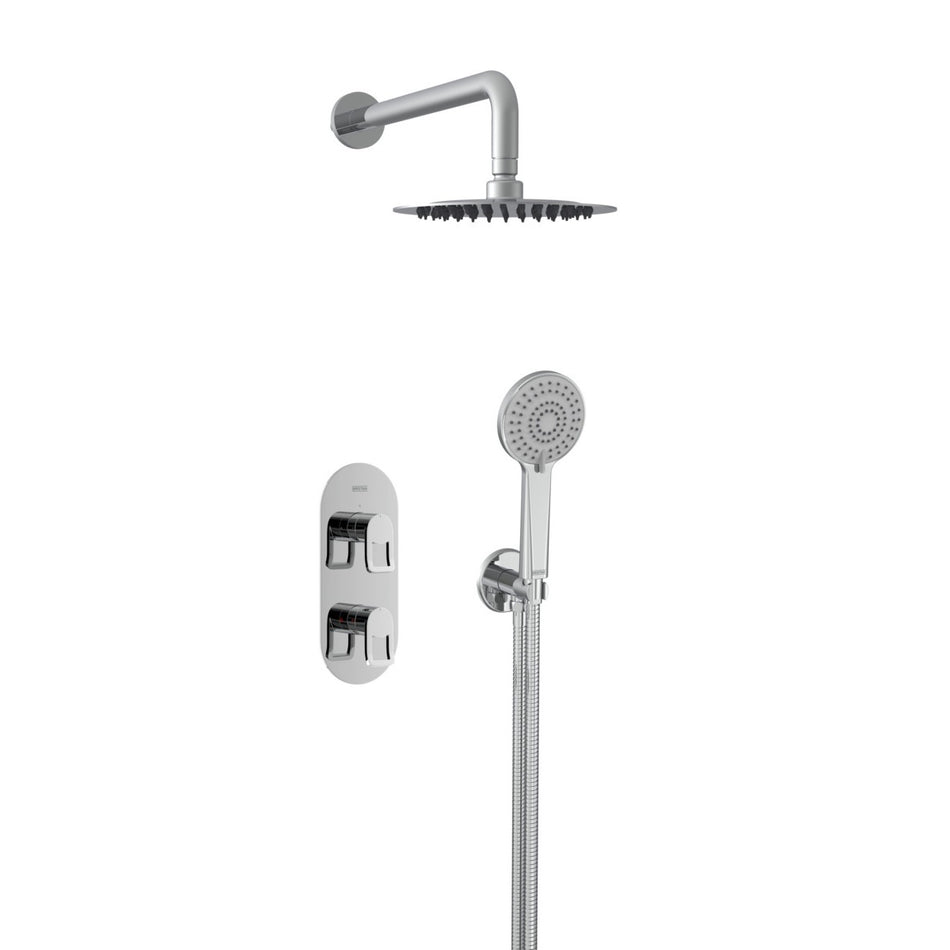 Bristan Saffron 2 Outlet Concealed Shower Mixer With Fixed Head and Handset - Chrome